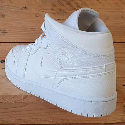 Nike Air Jordan 1 Mid Leather Trainers UK11/US12/EU46 554724-130 Triple White