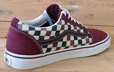 Vans Off The Wall Canvas Trainers UK9.5/US10.5/EU44 500714 Burgundy Checkerboard