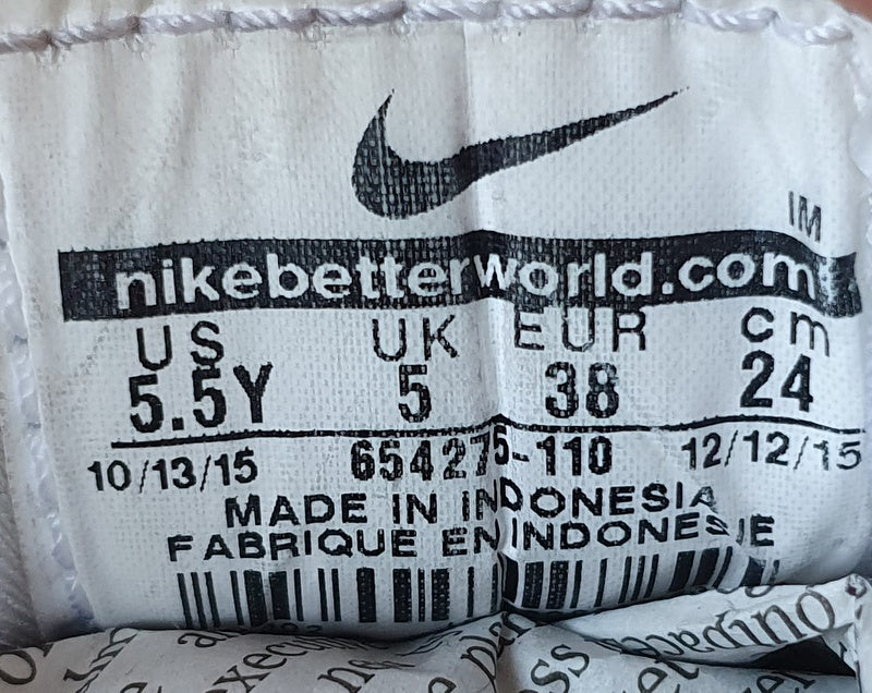 Nike Huarache Run Leather Trainers 654275-110 White/Pure Platinum UK5/US5.5Y/E38