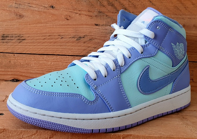 Nike Air Jordan 1 Mid Leather Trainers UK8.5/US9.5/EU43 554724-500 Purple Aqua