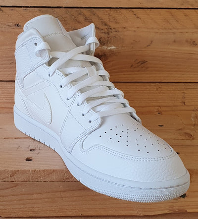 Nike Air Jordan 1 Mid Leather Trainers UK11/US12/EU46 554724-130 Triple White