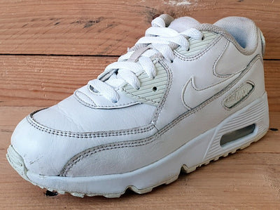 Nike Air Max 90 Low Leather Trainers 833414-100 Triple White UK2/US2.5Y/EU34