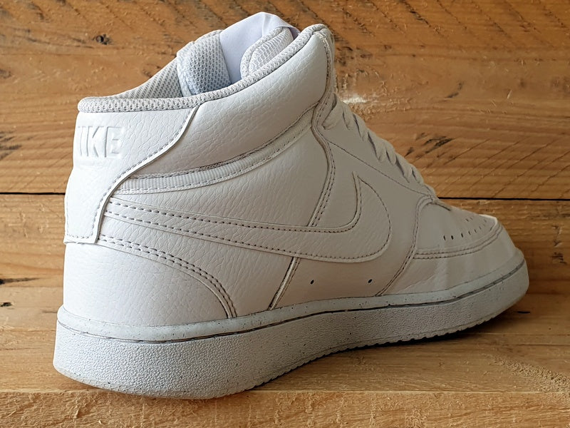 Nike Court Vision Mid Leather Trainers UK6/US7/EU40 DN3577-100 Triple White