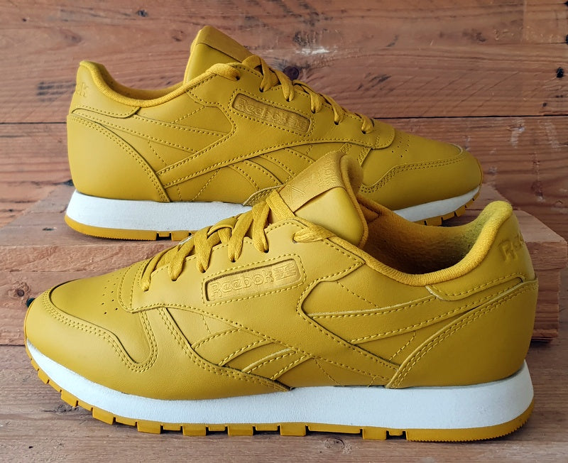 Reebok Classic Low Leather Trainers UK6/US8.5/EU39 CN7604 Lemon Yellow/White