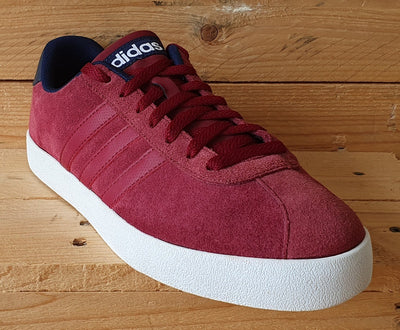 Adidas Court Vulc Low Suede Trainers UK8/US8.5/EU42 BB9636 Burgundy/White