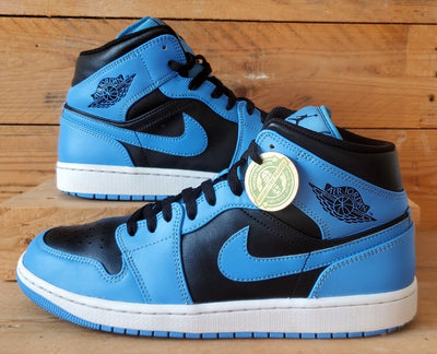 Nike Air Jordan 1 Mid Leather Trainers UK9/US10/EU44 DQ8426-401 Black/Blue