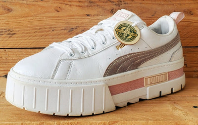 Puma Mayze Platform Low Leather Trainers UK7/US9.5/EU40.5 381983-08 White