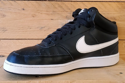 Nike Court Vision Mid Leather Trainers UK9/US10/EU44 DN3577-001 Black/White