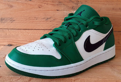 Nike Jordan 1 Low Leather Trainers UK8/US9/EU42.5 553558-301 Pine Green/White