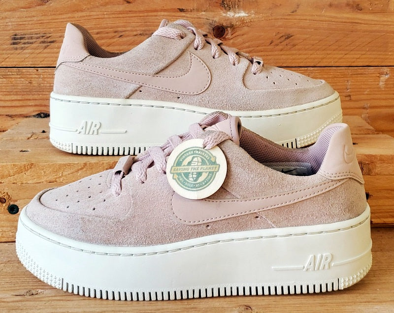 Nike Air Force 1 Sage Low Suede Trainers UK3/US5.5/EU36 AR5339-201 Pink/White