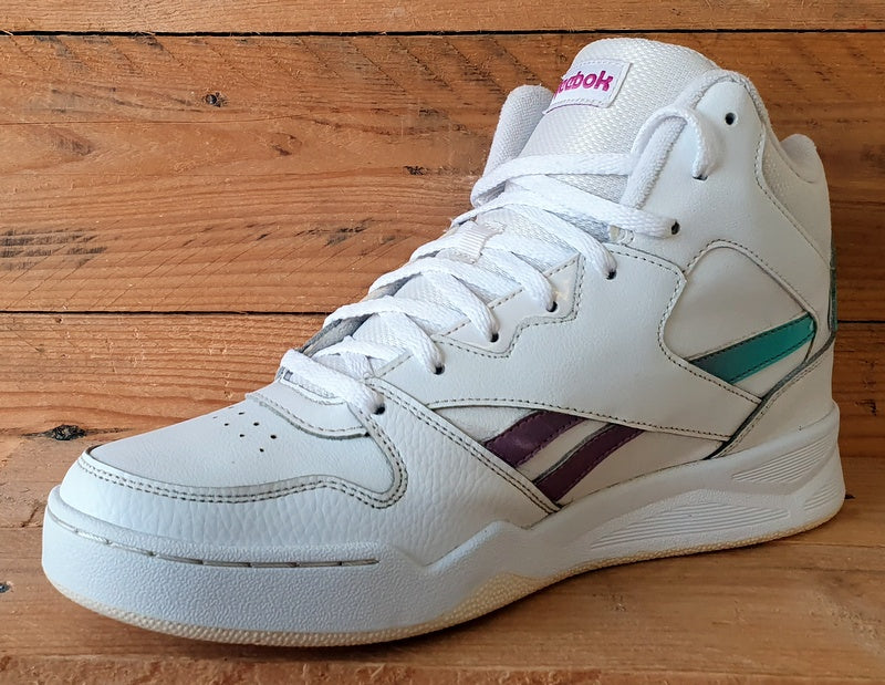 Reebok Royal Mid Leather Trainers UK7.5/US10/EU41 GY8784 White/Purple/Green