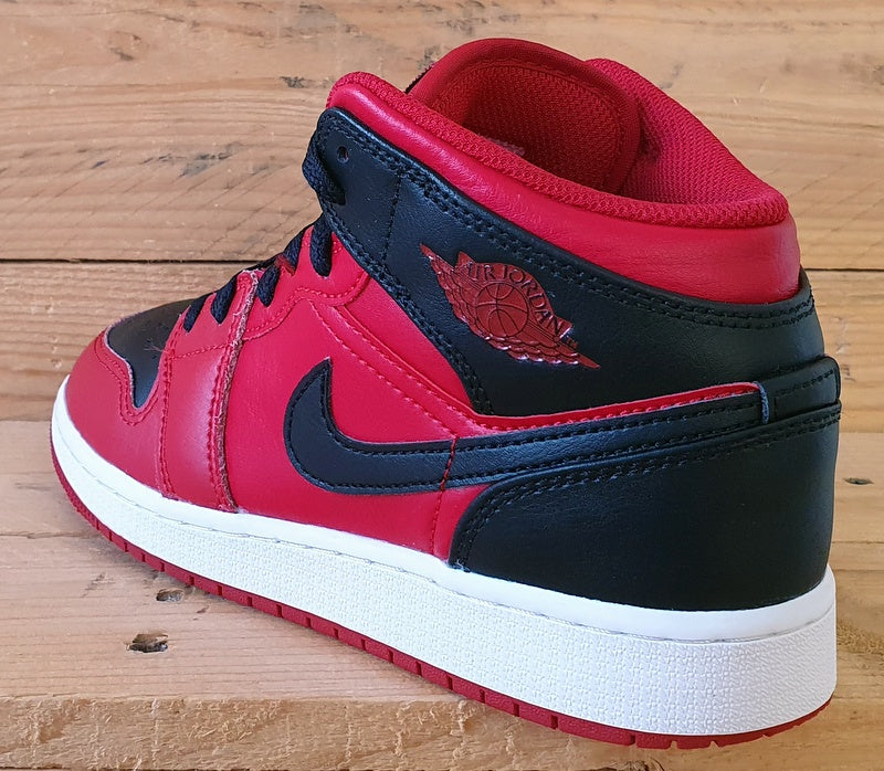 Nike Air Jordan 1 Mid Leather Trainers UK3.5/US4Y/EU36 554725-660 Reverse Bred