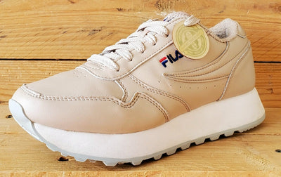 Fila Orbit Zeppa Low Leather Trainers UK4/US6/EU37 1010311 71E Cream/Tan