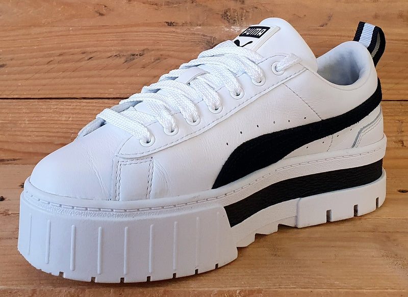 Puma Mayze Low Leather Trainers UK4/US6.5/EU37 381983-01 White/Black/Gold