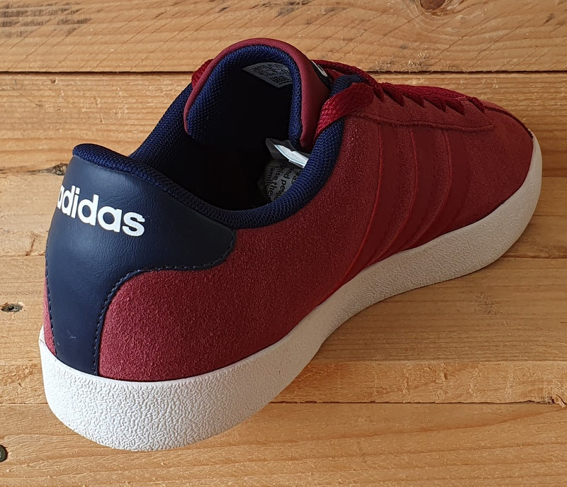 Adidas Court Vulc Low Suede Trainers UK8/US8.5/EU42 BB9636 Burgundy/White