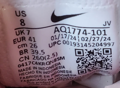 Nike Ebernon Premium Low Leather Trainers UK7/US8/EU41 AQ1774-101 White/Red