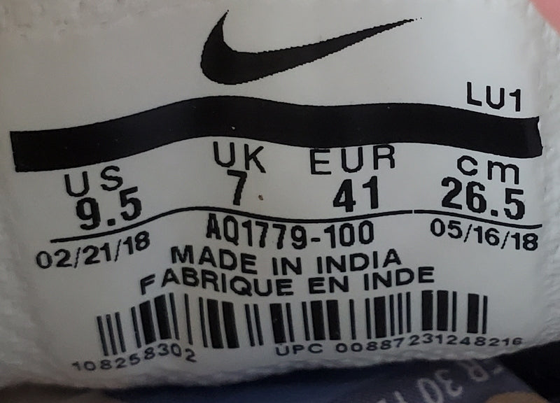 Nike Ebernon Low Leather Trainers UK7/US9.5/EU41 AQ1779-100 Triple White