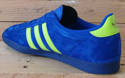 Adidas Gazelle Low Suede Trainers UK9/US9.5/EU43 FZ2686 Blue/Volt Yellow