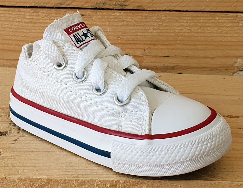 Converse All Star Low Canvas Kids Trainers UK4/US4/EU20 7J256C White/Red