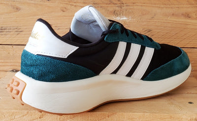 Adidas Run 70s Low Suede/Textile Trainers UK9/US9.5/EU43 GY3887 Green/Black