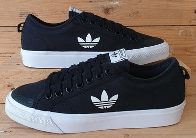 Adidas Nizza Trefoil Canvas Trainers UK8.5/US9/EU42.5 FW5185 Core Black/White