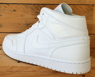 Nike Air Jordan 1 Mid Leather Trainers UK11/US12/EU46 554724-130 Triple White