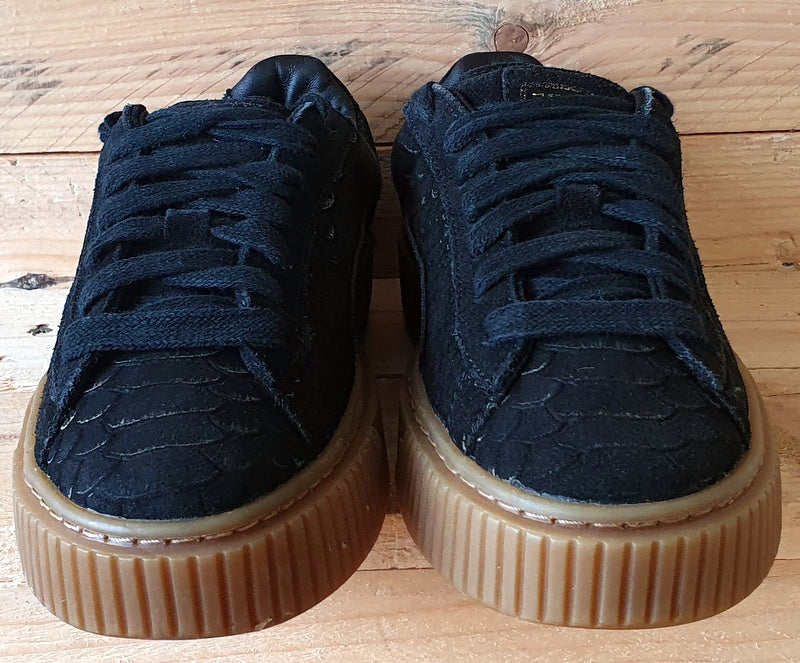 Puma Platform Exotskin Low Suede Trainers UK4 US6.5 EU37 363377 01 Black Gum VintageTrainers