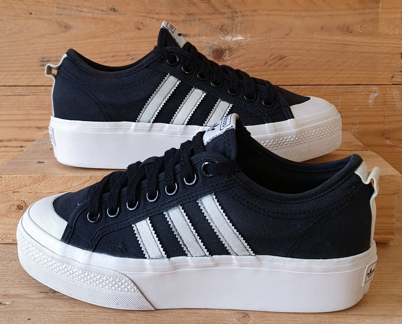 Adidas Original Nizza Low Canvas Trainers UK7/US8.5/EU40.5 FV5321 Black/White