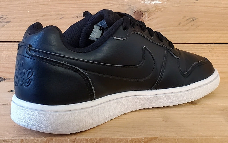 Nike Ebernon Low Leather Trainers UK4/US6.5/EU37.5 AQ1779-001 Black/White