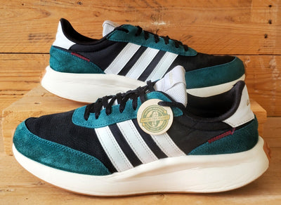 Adidas Run 70s Low Suede/Textile Trainers UK9/US9.5/EU43 GY3887 Green/Black