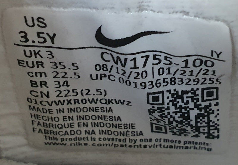 Nike Air Max Wright GS Low Trainers UK3/US3.5Y/EU35.5 CW1755-100 Triple White