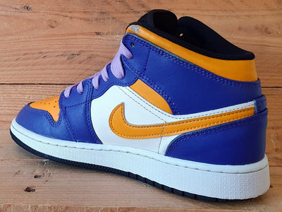 Nike Air Jordan 1 Mid Leather Trainers UK3.5/US4Y/EU36 DQ8423-517 Lakers Purple