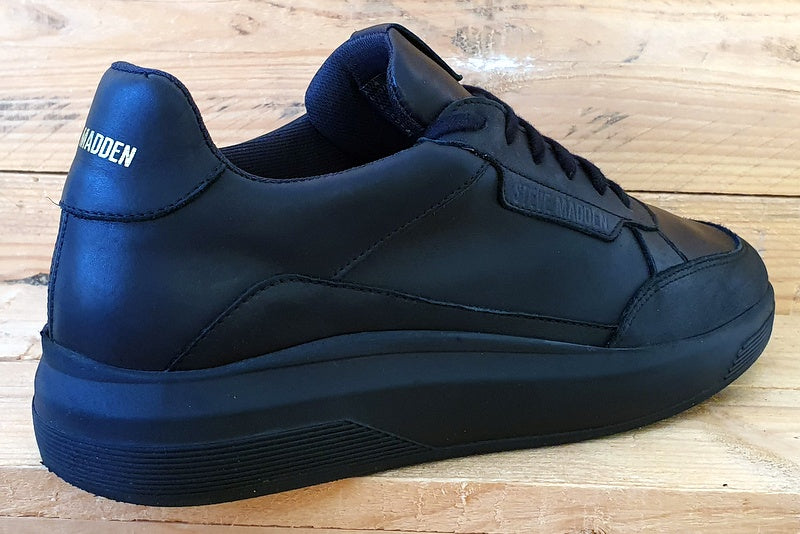 Steve Madden NY90 Low Leather Trainers UK7/US8/EU41 Triple Black Gold