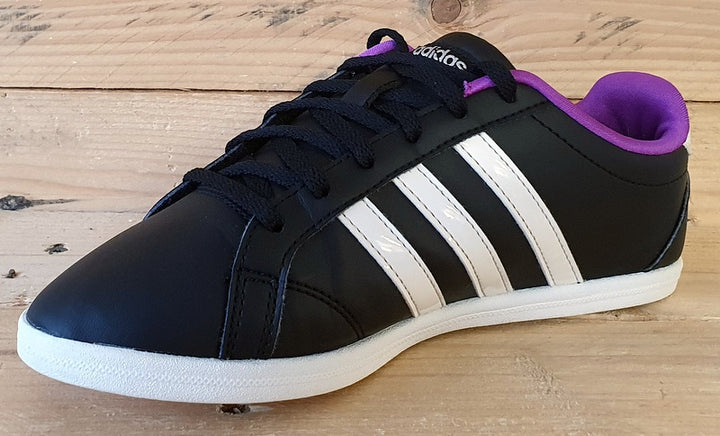 Adidas VS Coneo QT Low Leather Trainers UK4 US5.5 EU36.5 B74551 Black Purple VintageTrainers