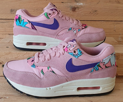 Nike Air Max 1 Aloha Low Textile/Suede Trainers UK3/US5.5/EU36 528898-601 Pink
