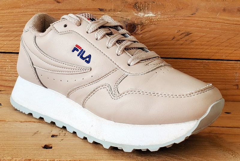 Fila Orbit Zeppa Low Leather Trainers UK4/US6/EU37 1010311 71E Cream/Tan