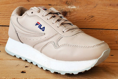 Fila Orbit Zeppa Low Leather Trainers UK4/US6/EU37 1010311 71E Cream/Tan
