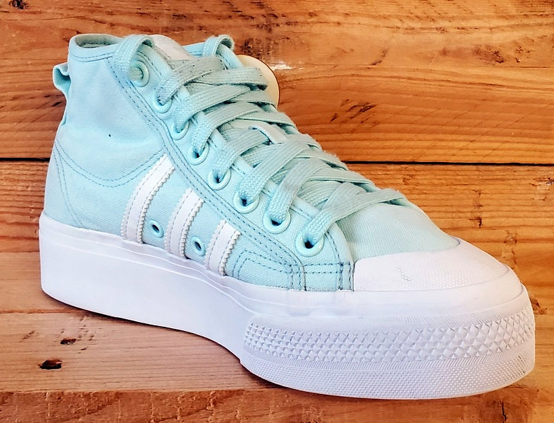 Adidas Nizza Platform Mid Canvas Trainers UK6/US7.5/EU39 H02700 Green/White