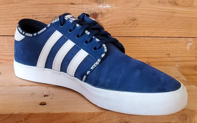 Adidas Seeley Low Suede Trainers UK9/US9.5/EU43 BB8459 Navy Blue/White