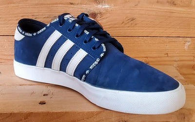 Adidas Seeley Low Suede Trainers UK9/US9.5/EU43 BB8459 Navy Blue/White