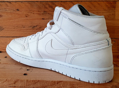 Nike Air Jordan 1 Mid Leather Trainers UK9/US10/EU44 554724-136 Triple White