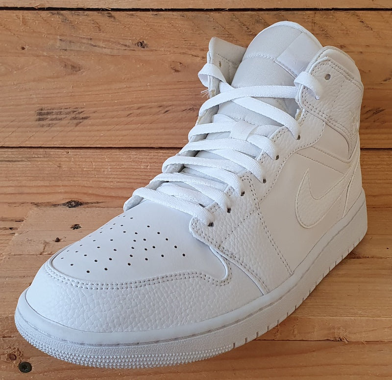 Nike Air Jordan 1 Mid Leather Trainers UK11/US12/EU46 554724-130 Triple White