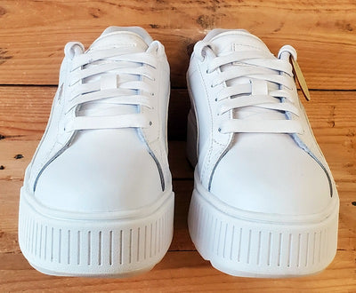 Puma Karmen Platform Low Leather Trainers UK6.5/US9/EU40 384615-01 Triple White