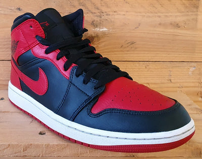 Nike Air Jordan 1 Mid Banned Leather Trainers UK8.5/US9.5/EU43 554724-074 Bred