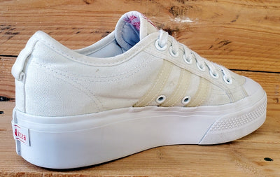 Adidas Nizza Platform Low Canvas Trainers UK6/US7.5/EU39 FX9179 White/Red