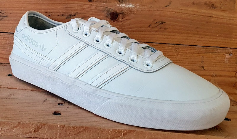 Adidas Delpala Low Leather Trainers UK9/US9.5/EU43 H02385 Triple White