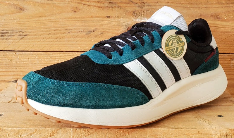 Adidas Run 70s Low Suede/Textile Trainers UK9/US9.5/EU43 GY3887 Green/Black