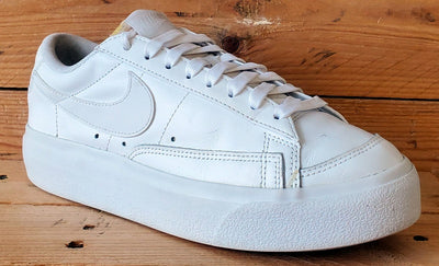 Nike Blazer Platform Low Leather Trainers UK6/US8.5/EU40 DJ0292-100 Triple White
