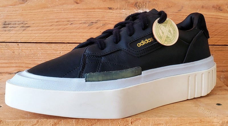 Adidas Hypersleek Low Leather Trainers UK6/US7.5/EU39 EE8275 Black/White
