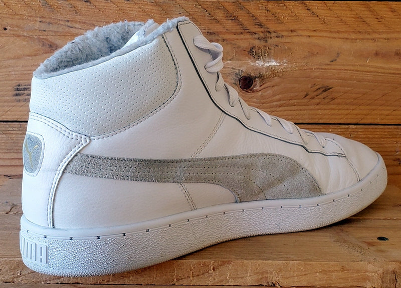Puma Fur Lined Mid Leather Trainers UK10/US11/EU44.5 364977-02 White/Grey